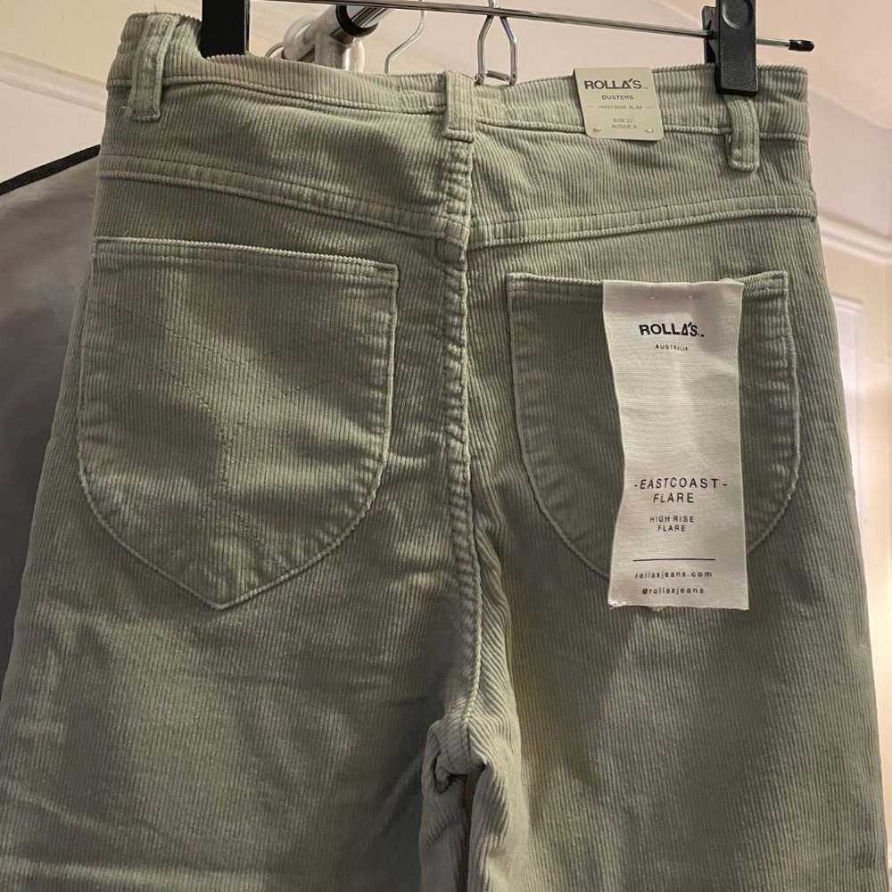 NWT Rollas Eastcoast Flare Cord Seagrass 27 hi-waist corduroy 70s Vintage BOHO